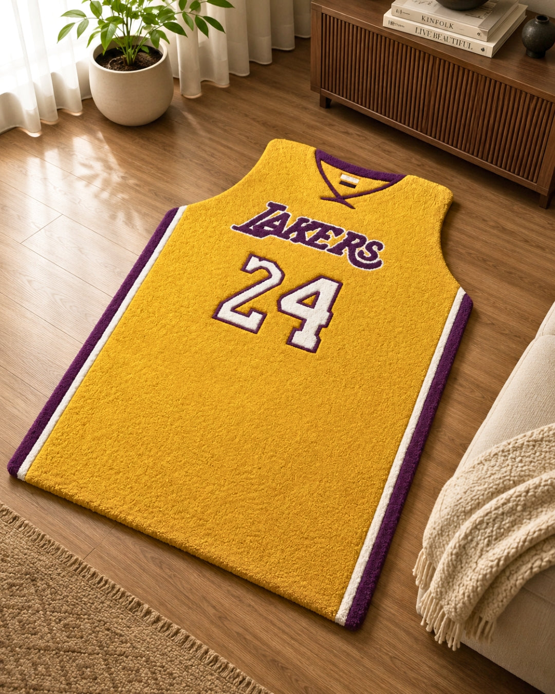 LA Lakers #24 Jersey Shaped Tufted Rug