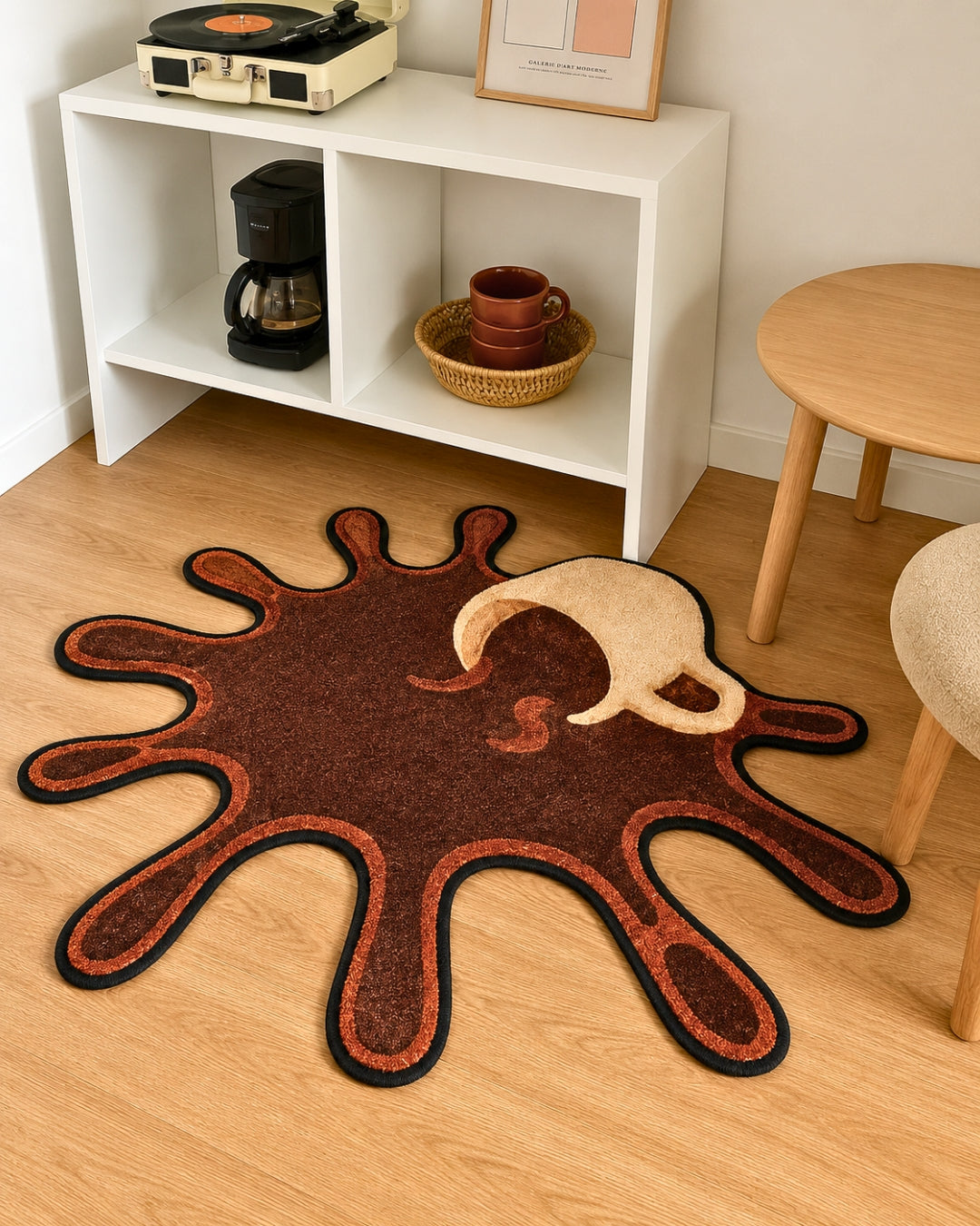 Spilled Coffee Cup Shaped Tufted Rug