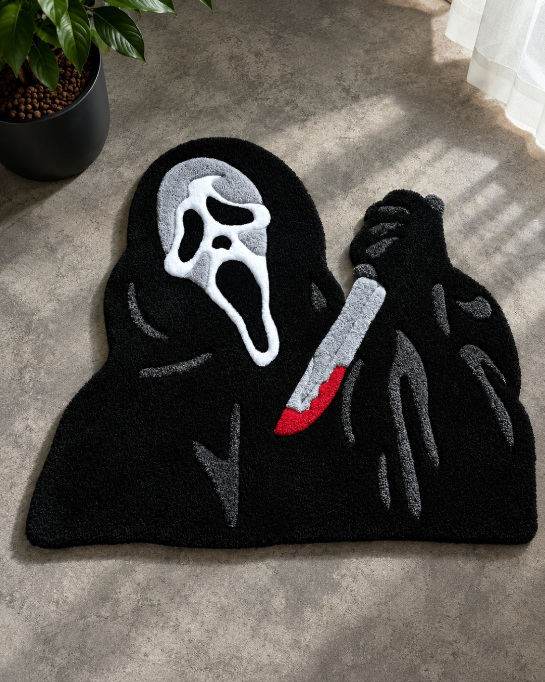 Ghostface Scream Killer Shaped Tufted Rug