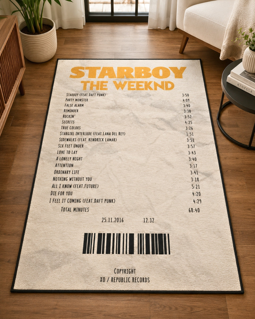 The Weeknd Starboy Album Tracklist Receipt Rug