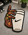 Nike Swoosh Coffee Cup Hand Tufted Rug